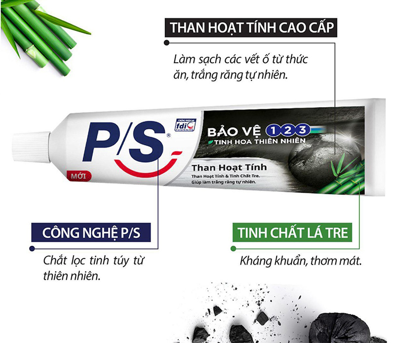 Kem Đánh ăng P/S - Than tre hoạt tính 230g