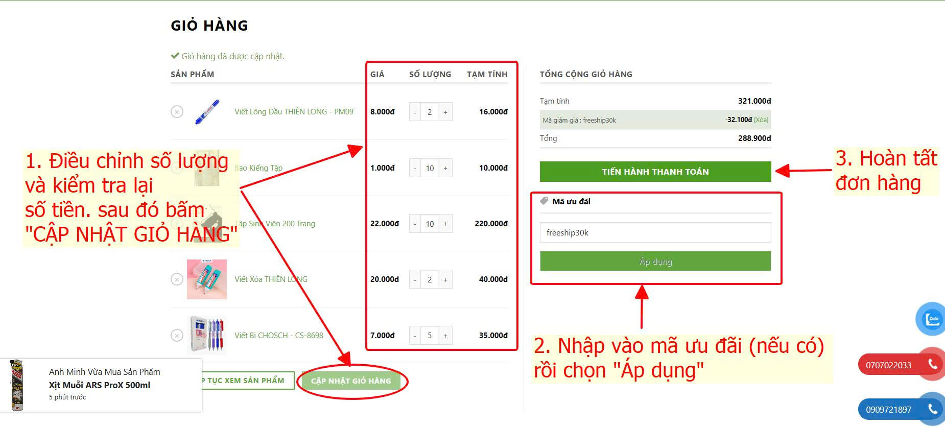 4.Điều chỉnh số lượng www.bachhoatuanthu.com